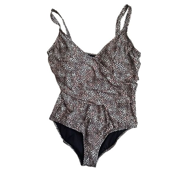 Caribbean Sand Cheetah Animal Print 1 Piece Tummy Control Plus Size Swimsuit 20W - Picture 2 of 8